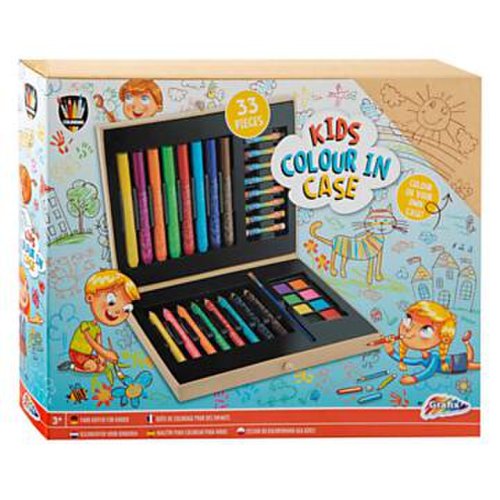 Kids colour-in case 33 pcs - 8 pencil, 8 marker,