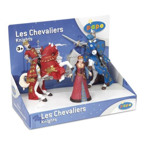 Cutie cavaleri - 5 figurine (regina medievala rege Richard&cal print Filip&cal) - Set figurine Papo
