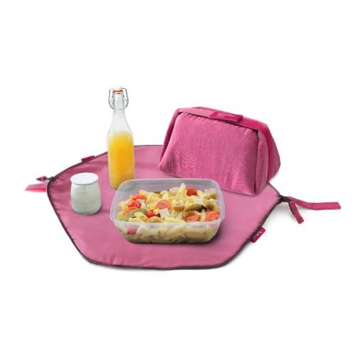 Roll'eat Geanta eat'n'out mini eco roz - 2 in 1 - geanta pliabila pentru pranz si servet de masa