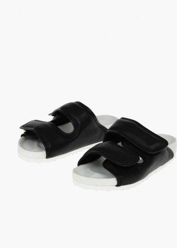 Birkenstock touch strap closure leather cosy sandals black & white