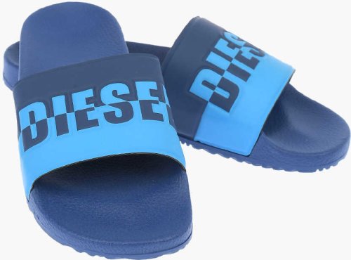 Diesel logoed pvc freestyle slippers blue