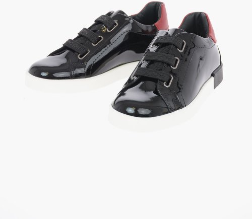 Dolce & Gabbana Kids patent leather back to school sneakers black