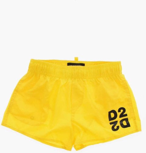 Dsquared2 Kids logo print board shorts beachwear yellow