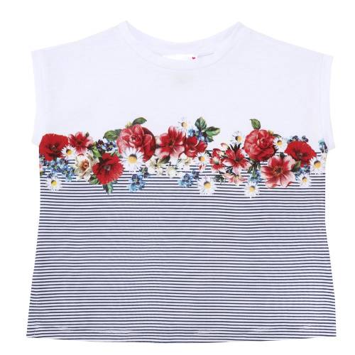Tricou pentru copii Chicco, fetite, dungi si flori