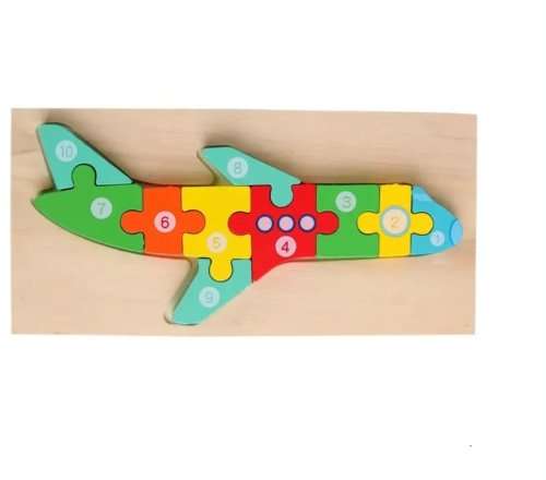 Puzzle din lemn - avion - 10 piese | 838 toys factory
