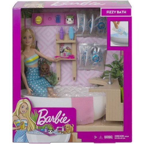 Barbie set cu papusa o baie relaxanta - mattel