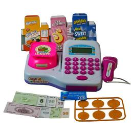Casa de marcat cu sunete, scanner, bancnote, monede si produse pentru vanzare - cash register