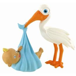 Figurina comansi moments - stork with baby boy