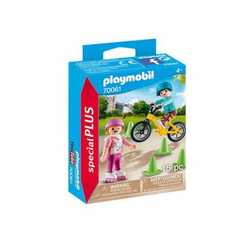 Figurina copii cu role si bicicleta playmobil 