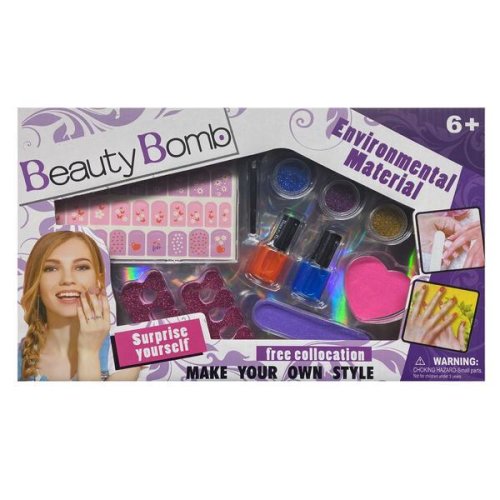 Oem Kit de manichiura pentru fetite, beauty bomb, 11 accesorii, multicolor