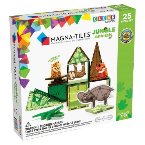 Magna - tiles jungle animals, set magnetic, 7toys