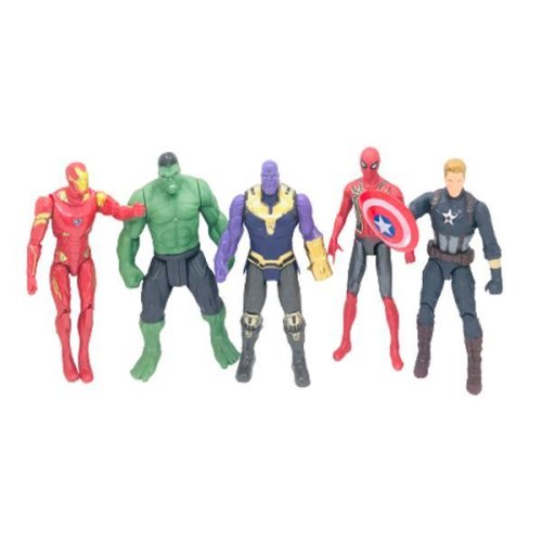 Set 5 figurine super eroi avengers defending the world, 17 cm, cu lumini