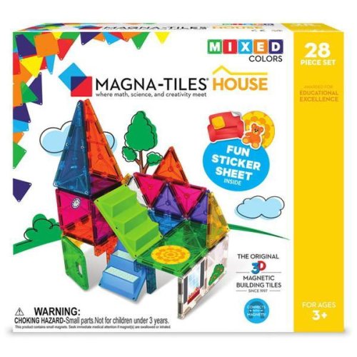Set magnetic cu autocolante magna-tiles house (28 piese), 7toys