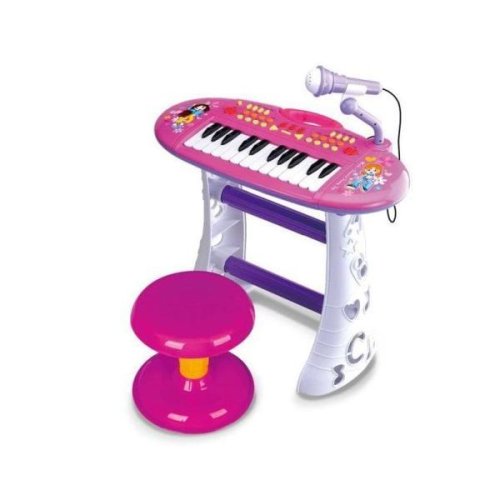 Bebeking Set orga cu scaunel si microfon pentru fetite little princess 383 mov