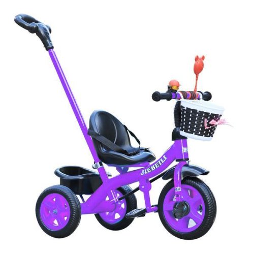 Tricicleta cu pedale pentru copii 2-5 ani, cu maner parental detasabil, mov, oem