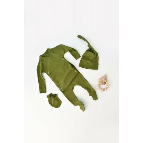Babycosy - set 4 piese: bluza, pantaloni, caciulita si manusi din bumbac organic si modal - verde, baby cosy (marime: 3-6 luni)
