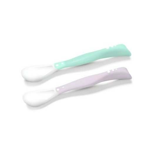 Babyono - set 2 lingurite flexibile pentru fetite, cu memorie, fara bpa, 6 luni+, multicolor