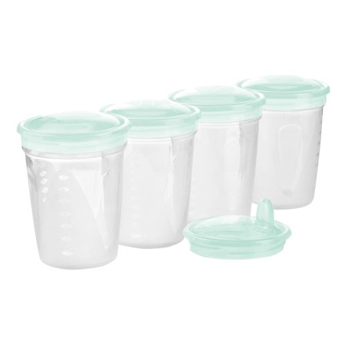 Babyono - set 4 recipiente pentru pastrare si congelare lapte matern/alte alimente, reutilizare multipla, 200 ml, verde