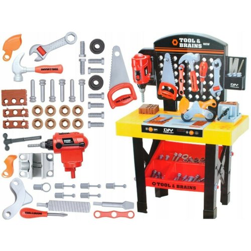 Malplay Banc de lucru tools & brains cu unelte si accesorii 75 cm inaltime + bormasina