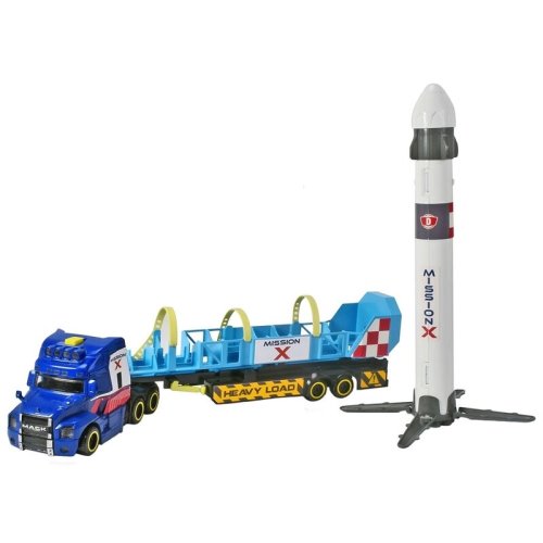 Dickie toys - set vehicule camion space mission truck, cu remorca, cu nava spatiala