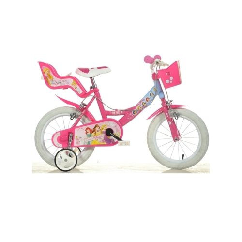 Dino bikes - bicicleta cu pedale , disney princess, 14 , cu roti ajutatoare, roz
