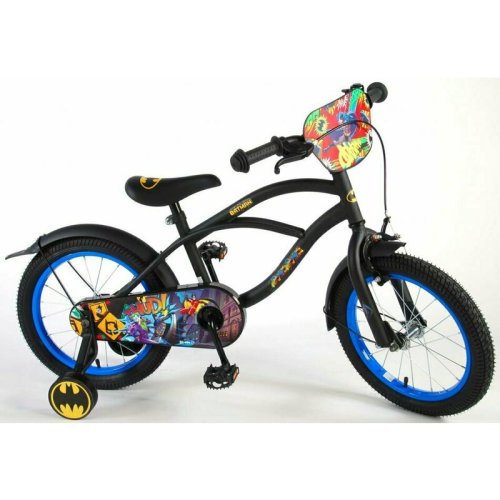 Eandl cycles - bicicleta cu pedale , batman, 16 , cu roti ajutatoare, multicolor