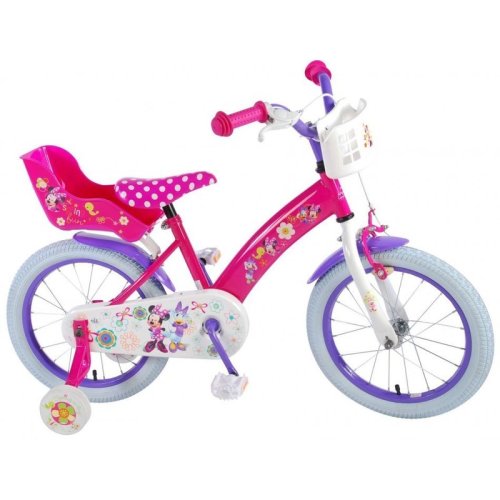 Eandl cycles - bicicleta cu pedale , minnie mouse, 16 , cu roti ajutatoare, multicolor