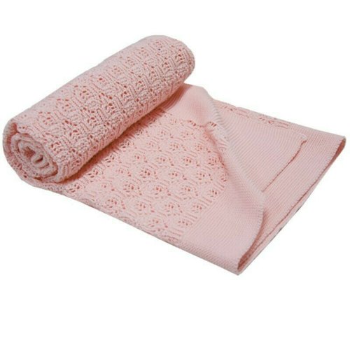 Eko - paturica tricotata din bumbac, 80x80 cm, roz