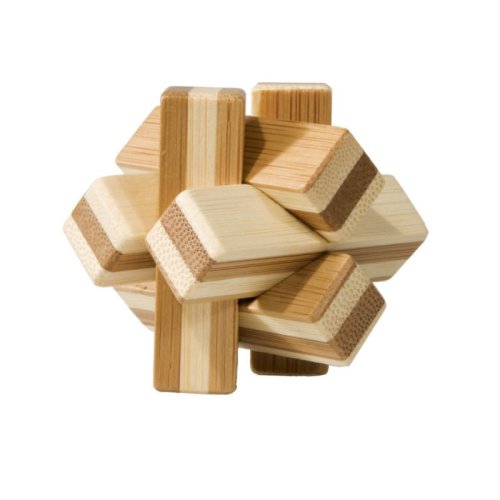 Fridolin - joc logic iq din lemn bambus knot, cutie metal
