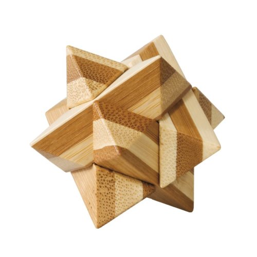 Fridolin - joc logic iq din lemn bambus star, cutie metal