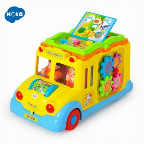 Jucarii Bebe Hola - jucarie interactiva autobuzul scolar , cu sunete, cu lumini, galben