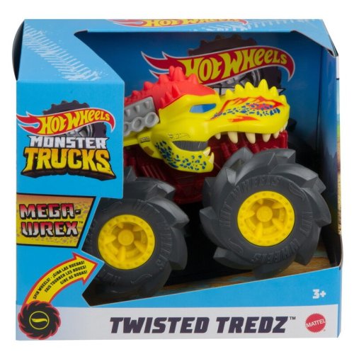 Hot wheels monster truck masinuta twister tredz mega wrex galben scara 1:43