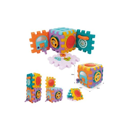 Huanger - jucarie interactiva cub demontabil , cu sunete, cu lumini, cu forme colorate, multicolor