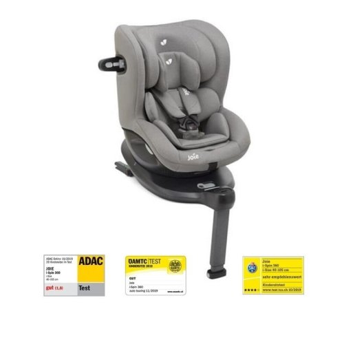 Joie - scaun auto i-spin 360 flannel , spatar reglabil, rotire 360 grade, cu baza isofix, 0-18 kg, cu isofix, gri