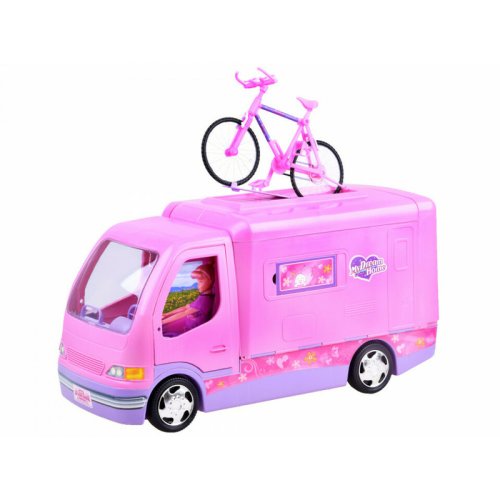 Jokomisiada Jucarie interactiva, rulota pentru papusi , roz, cu bicicleta pentru papusi, za0164