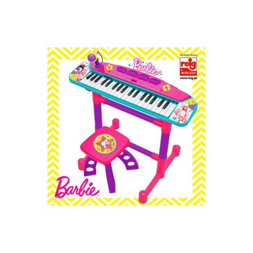 Reig Musicales Keyboard cu microfon si scaunel barbie