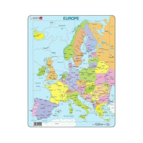 Larsen - puzzle maxi harta politica a europei, orientare tip portret, 37 de piese,