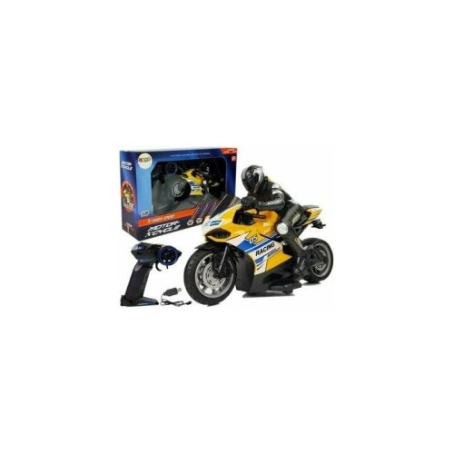Leantoys - motocicleta galbena rc sport, cu telecomanda 2.4g si 35m, , 9070