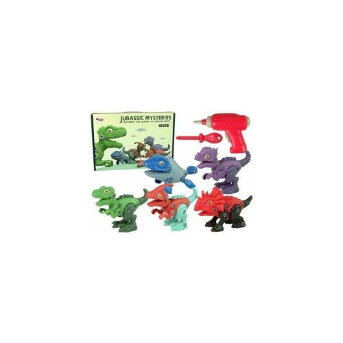 Leantoys - set 5 dinozauri pentru copii, jucarii demontabile cu surubelnita, 10419