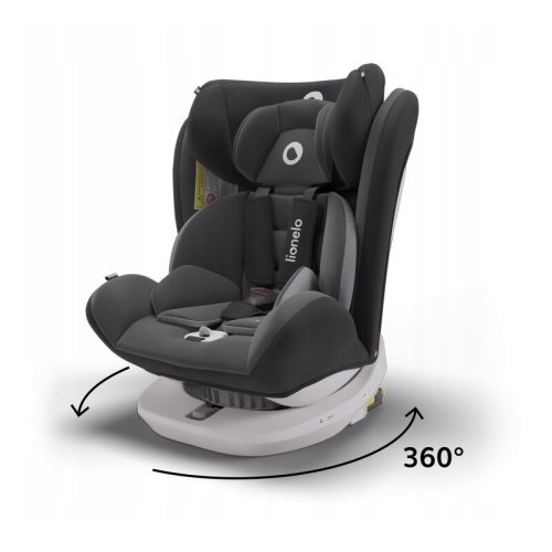 Lionelo - scaun auto bastiaan pozitie de somn, rotire 360 grade, 0-36 kg, cu isofix, gri