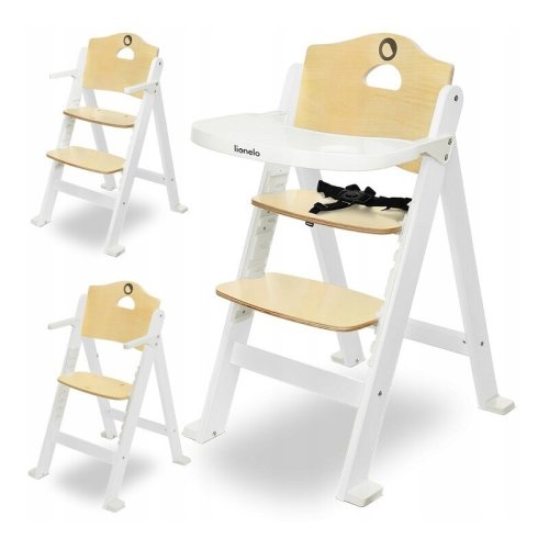Lionelo - scaun de masa reglabil floris din lemn, alb