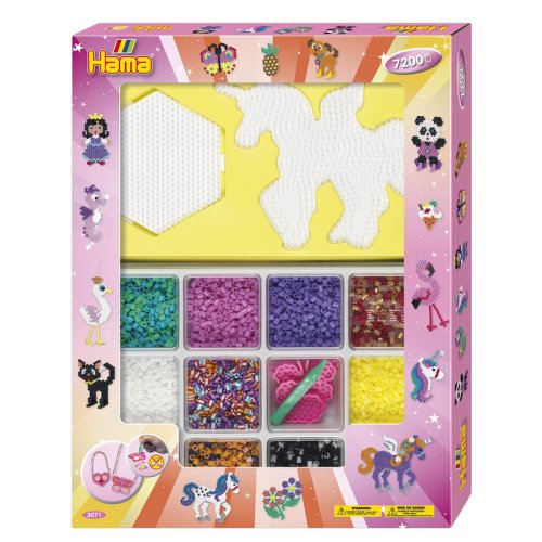 Malte Haaning Plastic A/s Margele de calcat hama midi fantezia fetelor - 7200 margele + 2 plansete in cutie