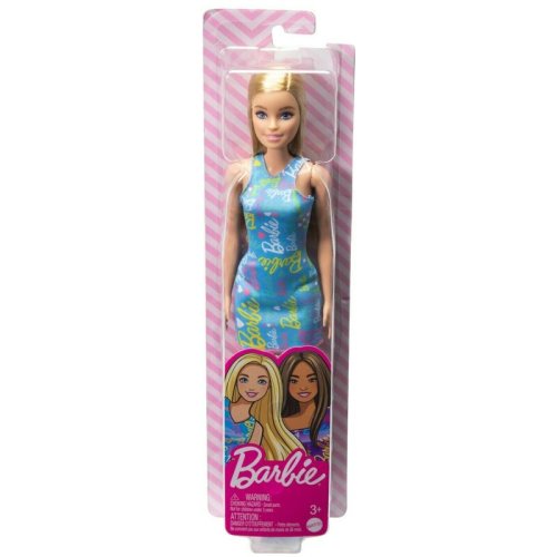 Mattel - papusa barbie blonda cu rochita albastra