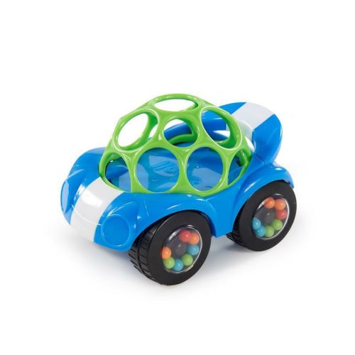 Oball - masinuta de curse, rattle&roll, cu sunete, 3+ luni, albastru/verde