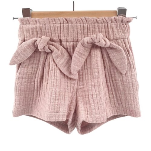 Pantaloni scurti pentru copii, din muselina, cu talie lata, candy pink, 3-4 ani