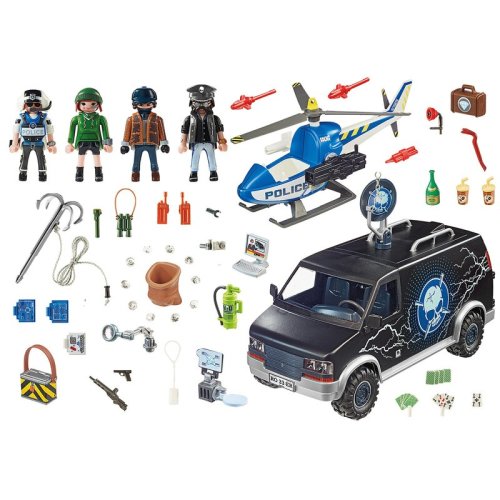 Playmobil - elicopter de politie in urmarirea dubei city action