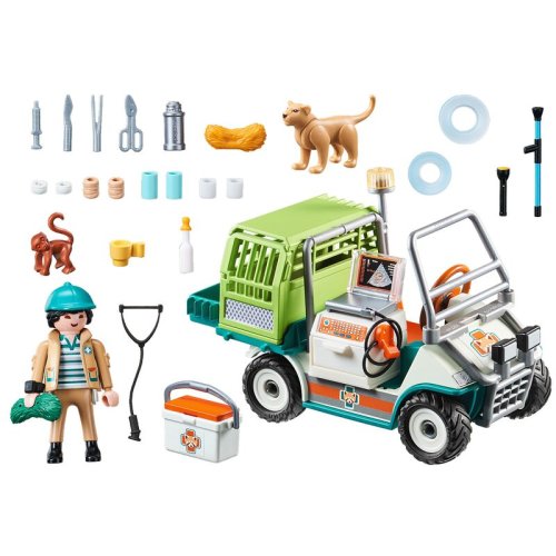 Playmobil - set de constructie veterinar cu cart medical family fun