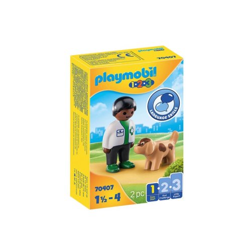 Playmobil - set figurine veterinar cu catel , 1.2.3.