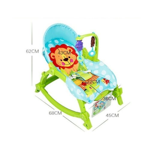Scaun si balansoar malplay cu vibratii jucarii detasabile pentru bebelusi verde/albastru 0 - 18 kg