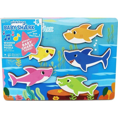 Spin master - puzzle sonor baby shark , puzzle copii, din lemn, piese 5